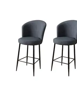 Bar Stool Set (2 Pieces) Fora - Anthracite, Black
