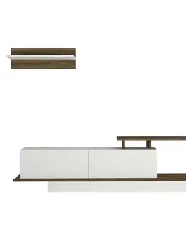 Televizní stolek s poličkou Asos White and Walnut