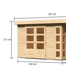 Dřevěný zahradní domek KERKO 4 s přístavkem 280 Lanitplast
