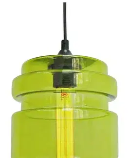 Zelená skleněná závěsná lampa + žárovka E27 60W Decorado