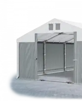 Skladový stan 5x10x2,5m střecha PVC 560g/m2 boky PVC 500g/m2 konstrukce ZIMA PLUS Bílá Šedá Bílá