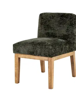 Estila Luxusní retro čalouněná jídelní židle Gloria se sametovým potahem v tmavě zelené barvě s masivním hnědýma nohama 48 cm
