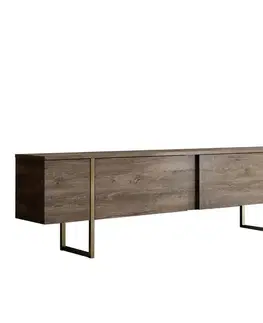 TV stolek Luxe - Walnut, Gold