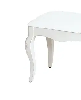 Estila Provence bílá taburetka Antibes se zaoblenými masivními nožičkami s vyřezáváním 50cm