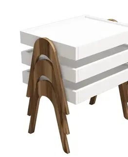 Sada odkládacích stolků (3 kusy) Roma - Walnut, White