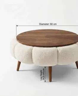 Odkládací čalouněný stolek Daisy 60 White Walnut