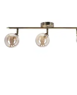 Stropní lampa Rodia s patinou, páskem 3x40W, stínidlo G9, jantarová