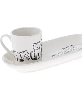 Porcelánový hrnek s podtáckem Kočky 90 ml