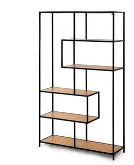 Kovový regál LOFTY GRID Classic Oak, 185 x 114 cm