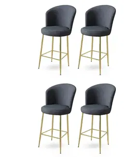 Bar Stool Set (4 Pieces) Alte - Anthracite, Gold