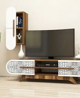 Televizní stolek se skříňkou Defne White and Walnut