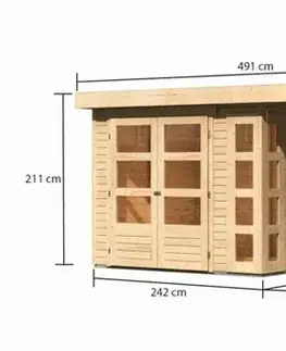 Dřevěný zahradní domek KERKO 3 s přístavkem 240 Lanitplast