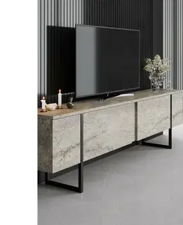 Televizní stolek Luxe Travertine and Black