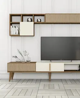 Televizní stěna Milen Walnut and Cream
