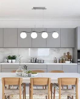 Závěsná lampa chrom/bílá koule 4 Ramon