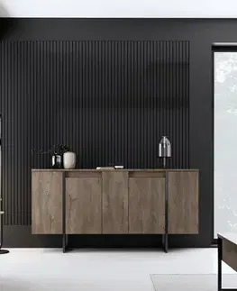 Living Room Furniture Set Luxe - Walnut, Black
