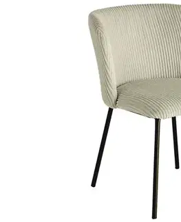 Estila Designová moderní jídelní židle Olive v jemné zelené barvě s vroubkovaným potahem v retro nádechu 75 cm