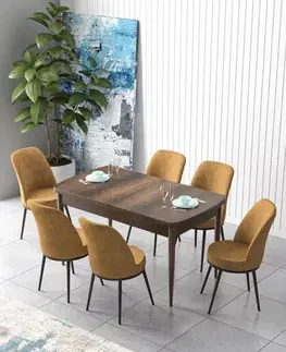 Extendable Dining Table & Chairs Set (7 Pieces) Zen - Baroque, Cappuccino