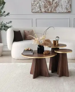 Sada konferenčních stolků Mushroom 2 - Gold, Walnut
