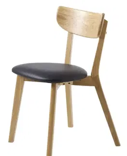 Estila Jídelní židle Vitro, světlý dub, černá kůže
