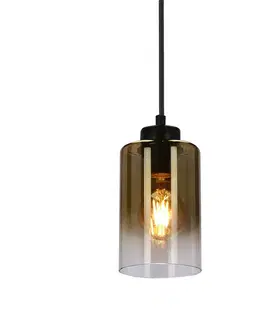 Závěsná lampa Aspra černá 1x60W E27 jantarové stínidlo