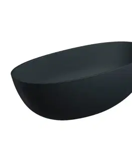 OMNIRES SHELL M+ volně stojící vana, 160 x 75 cm, s odpadem, černá láva SHELLWWBLV