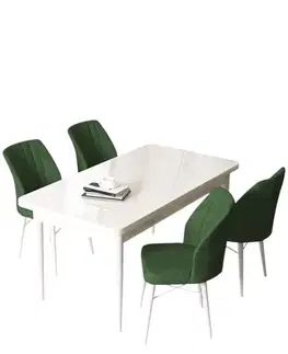 Dining Table & Chairs Set (5 Pieces) Arp - White, Khaki