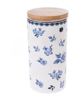 Porcelánová dóza s bambusovým víkem Floral, 500 ml