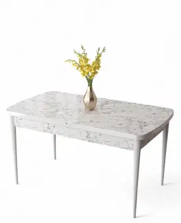 Jídelní stůl Zen - White Marble, White