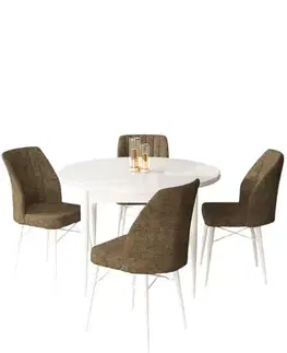 Dining Table & Chairs Set (5 Pieces) Rox - White, Brown