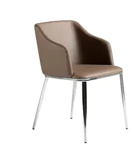 Estila Luxusní kožená jídelní židle Urbano hnědá 79cm