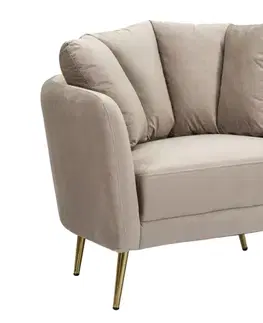 Estila Art deco šedé čalouněné půlkruhové sametové křeslo Lana s prošívaným polštářem s kovovými zlatými nožičkami 88 cm
