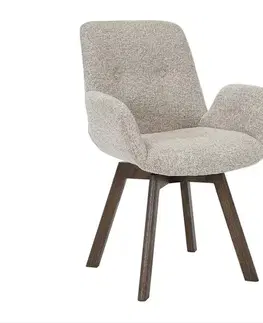 Estila Designová skandinávská otočná jídelní židle Gothenborg s buklé potahem a dubovýma nohama v hnědých a šedých tónech 61 cm