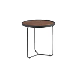 Estila Moderní kulatý příruční stolek Forma Moderna dřevěný hnědý 50cm