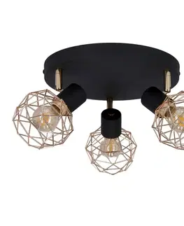 Stropní lampa, černá, měděné stínidlo, Acrobat