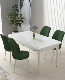 Dining Table & Chairs Set (5 Pieces) Nil - White, Khaki