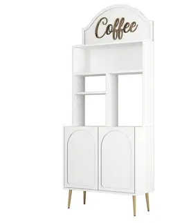 Coffee Bar Cabinet Lyon 80 - White, Gold