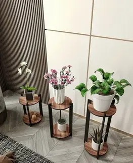 Stojan na květiny Flower Desk Round - Walnut