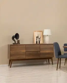 Set s rozkládacím stolem, židlemi a konzolou (6 kusů) Vina Bench 04 1048 - Walnut, Dark Blue