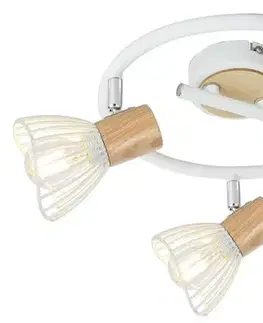 Spirálová stropní lampa 3X25W E14 bílé dřevo CHILE