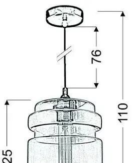 Skleněná stropní závěsná lampa jantarová 60W E27 Decorado