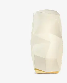 Estila Luxusní moderní podlahový trezor s masivní asymetrickou konstrukcí krémové barvy s pozlacenou podstavou Diamond 160 cm