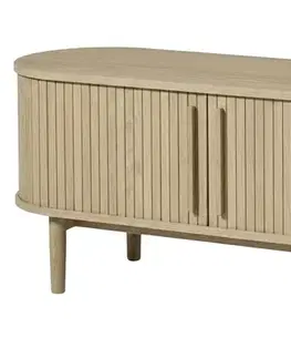 Estila TV stolek Alborg, světlý dub, lamelový, 140 cm