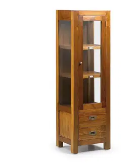 Estila Designová vitrína Star z masivu s dvířky a dvěma zásuvkami 135cm