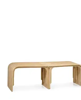 Estila Stylová obdélníková ratanová lavice Rata s unikátním designem v hnědé světlé barvě 130 cm