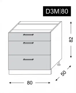 ArtExt Kuchyňská skříňka spodní MALMO | D3A 80 Barva korpusu: Grey