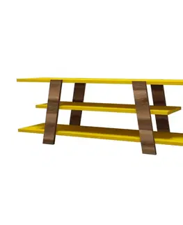 TV stolek Flower - Walnut, Yellow