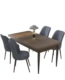 Dining Table & Chairs Set (5 Pieces) Nil - Baroque, Fume