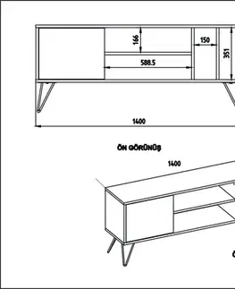 TV stolek Mistico (140) - Walnut, White