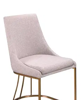 Estila Luxusní art deco jídelní židle Forma Moderna s růžovozlatou kovovou podstavou a šedým textilním potahem 86 cm